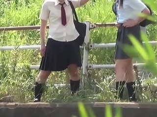 Flagitious japan teenagers urinate