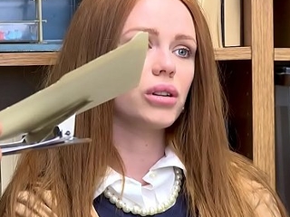 Redhead legal age teenager thief with big teats fucks for freedom